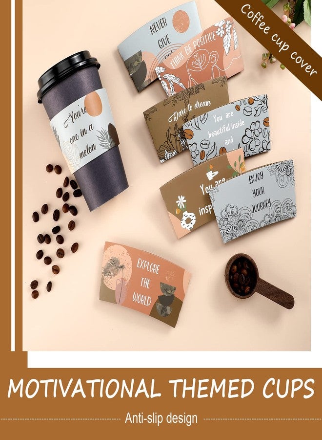 Dingion 500 Pack Coffee Cup Sleeves Corrugated Cardboard Motivational Disposable Sleeve for Inspiring Cold or Hot Beverage Chocolate Coffee Tea, Fits 12oz 16oz Paper Cups - Image 3